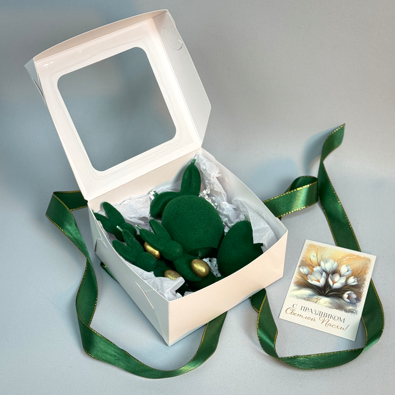 Набор свечей "Пасхальный зайчик" (фигурки кроликов,яйцо) Зеленый