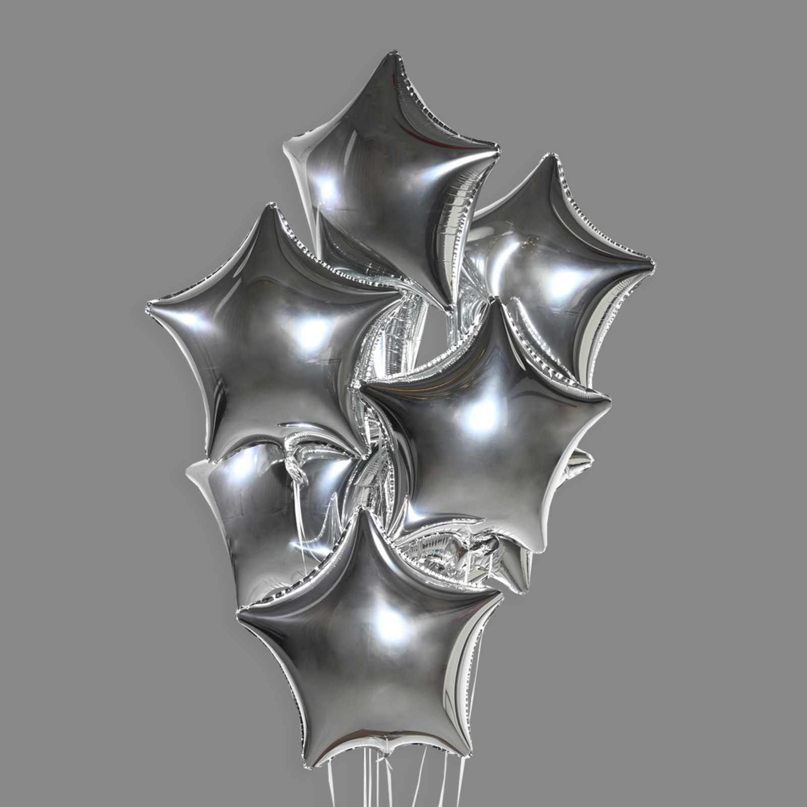 Шары фольгированные звезды серебро (9 шт)