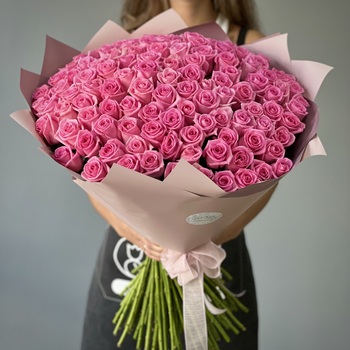 Букет из 101 розовой розы 60 см