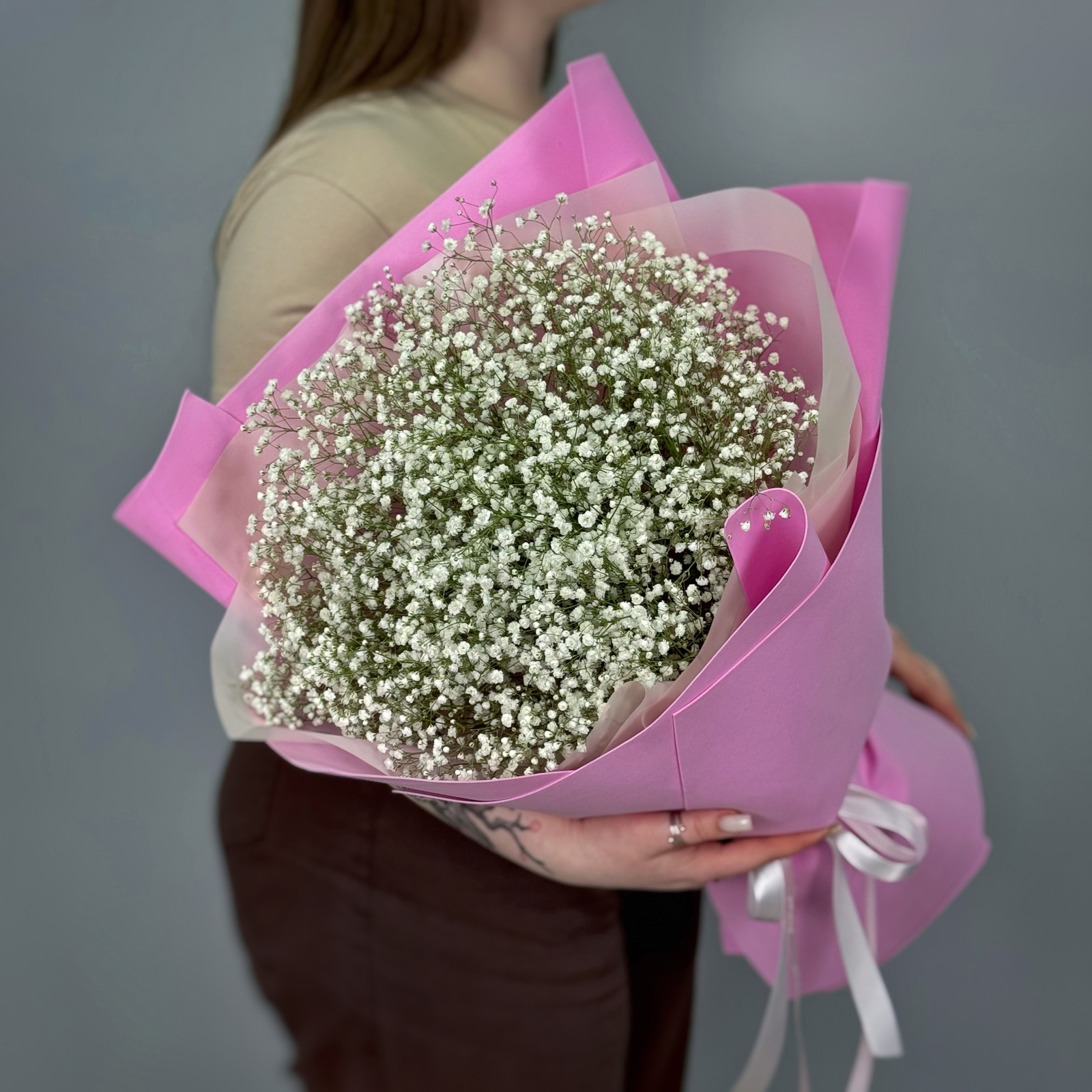 Букет из 15 белых гипсофил