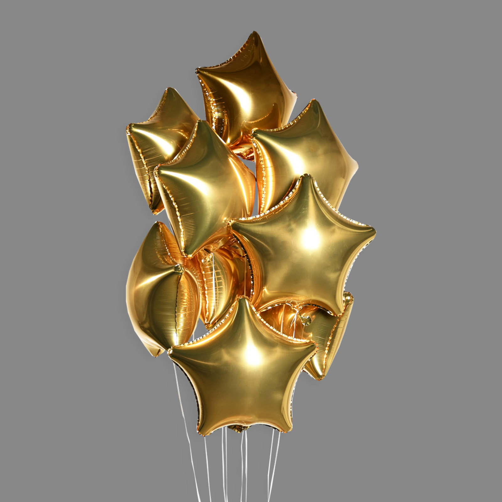 Шары фольгированные звезды золото (9 шт)