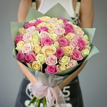 Букет из 101 нежной розы 40 см