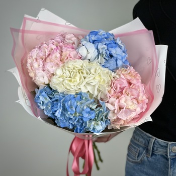 Букет из 5 гортензий микс