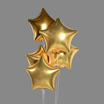 Шары фольгированные звезды золото (5 шт)